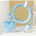 for iPhone Silicone Charger Case Cover with 360-degree Full Protection Heart Design Suitable for iPhone for 18-20W USB-C Power Adapter Charger Cover (Sky Blue)