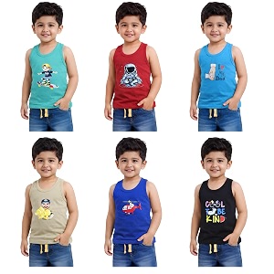 TIXY Boys Cotton Sleeveless Vest Combo