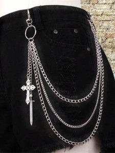 tiyaaz cross talwar layer pants side hanging jeans stainless steel chain