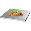 TJAII Stainless Steel Chopping Board for Kitchen | Large 41 x 29 cm | Non-Slip, Rust Proof, Round Edge | Cutting Board for Kitchen, Meat, Fish, Fruits | Durable, Hygienic, Modern Design | Easy to use