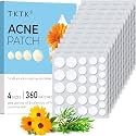 TKTK Hydrocolloid Acne Patches, Pimple Patches for Face with Tea Tree & Calendula Oil - 4 Sizes Clear Cover Stickers, Invisible for Day & Night Use (360 Count)