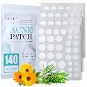 TKTK Pimple Patch Acne Patch, 4 Sizes 140 Patches FSA Acne Absorbing Cover Patch, Hydrocolloid Invisible Acne Patches for Face Zit Patch Acne Dots Tea Tree, Calendula Oil
