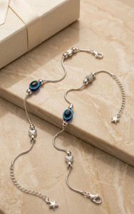 Tm jewells Evil Eye Silver Anklet