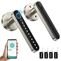 TMEZON Smart Door Lock Fingerprint, Keyless Entry Door Lock with Handle APP/IC Cards/Codes/Keys/Fingerprints Biometric Electronic Smart Lock for Bedroom Home Hotel Office