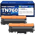 TN760 Toner Cartridge Black 2-Pack Printer Replacement Compatible for Brother TN-760 TN730 TN-730 MFC-L2710DW MFC-L2750DW HL-L2350DW DCP-L2550DW HL-L2395DW HL-L2370DW HL-L2325DW HL-L2390DW MFC-L2690DW