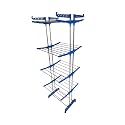 TNC Stainless Steel Double Pole 4-Tier Movable Cloth Drying Rack with Wheels, Foldable & Collapsible Clothes Stand for Laundry, Towels, Sarees & Bedsheets.