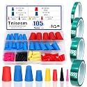 Tnisesm 109Pcs Silicone Rubber Tapered Plug Assortment Kits 1/16" to 5/8" with PET Masking Tape for Masking Off Holes During Powder Coating, Painting, Hydro Dipping, Media Blasting