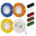 Tnisesm 10Pcs 8" Airway Buffing Wheel, Aluminum Polishing Kit in Diameter 5/8 inch Arbor Hole, Metal Polishing Wheel for Angle Grinder