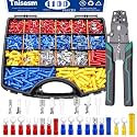 Tnisesm 1100PCS Wire Connector Kit with Crimping Tool, Copper Insulated Electrical Wire Terminals - Ring, Butt, Spade, Fork, Assorted Crimp Connectors in Reusable Carrying Case