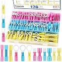 Tnisesm 120Pcs Heat Shrink Wire Connectors, Waterproof Insulated Automotive Marine Electrical Terminals Kit, Crimp Connector Assortment, Ring Fork Spade Splices
