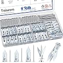 Tnisesm 130Pcs 3 Size Self Drywall Drilling Anchors with Screws Kit,Silver Metal & Heavy Duty Grip Anchors for Wall Sheetrock, Expansion Anchor Assorted Sizes for Picture Frames, Shelves & Home Decor