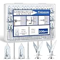 Tnisesm 200Pcs Self-Drilling Drywall Anchors with Screws(0.47x1.18 Inch), Silver Metal Screw Anchors Kit for Wall Sheetrock, Expansion Anchor, Picture Frames,Shelves & Home Decor No Drill and Holes