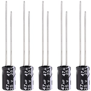 tnisesm 20pcs electrolytic capacitor 47uf 50v with aluminum radial leads 47uf-25v-5x11