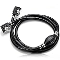 Tnisesm 5/16" 6FT Fuel Line Assembly, with Connector Rubber Marine Outboard Boat Motor RVs Fuel Assembly with Primer Bulb 304 Steel Hose Clamps