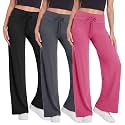 TNNZEET 3 Pack Women's Wide Leg Pants - Casual Loose Yoga Pants Sweatpants Lounge Pajama Pants