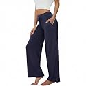 TNNZEET 3 Pack Women's Wide Leg Pants with Pockets - Casual Loose Yoga Trouser Pants Sweatpants Palazzo Lounge Pajama Pants