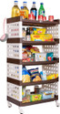 TNT Lexi 5 Tier (Brown) Multi-Purpose Storage Organizer Rack for Home, Bathroom, Living Room, Office, Bedroom with Wheels Plastic Kitchen Cabinet