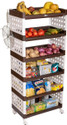 TNT Lexi 6 Tier (Brown) Multi-Purpose Storage Organizer Rack for Home, Bathroom, Living Room, Office, Bedroom with Wheels Plastic Kitchen Cabinet (Finish Color - Brown, DIY(Do-It-Yourself))
