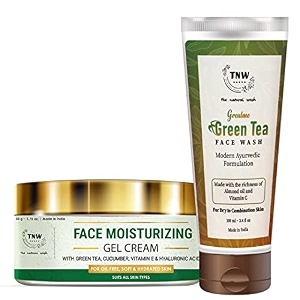 tnw-the natural wash face moisturizing gel cream amp green tea face wash  for deep nourishment  combo for dry skin  chemical-free skincare products
