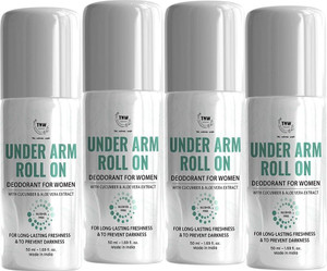 tnw - the natural wash set of 4 women underarm roll on deodorant  cucumber  aloe deodorant roll-on - for women 200 ml pack of 4
