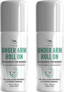 tnw - the natural wash women under arm roll on deodorant  cucumber  aloe vera  deodorant roll-on - for women 100 ml pack of 2