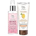 TNW-THE NATURAL WASH Vitamin C Exfoliating Face Wash and Steam Distilled Rose Water for Glowing &amp; Hydrated Skin | Chemical-Free Skincare Products | Natural &amp; Ayurvedic Goodness (Pack of 2)