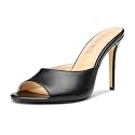 TNYNFBEB Women Stiletto High Heel Peep Open Toe Sandals Slingback Slip-on Wedding Office Cute Basic Classic 3.9 Inches Heels