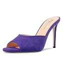 TNYNFBEB Women Stiletto High Heel Peep Open Toe Sandals Slingback Slip-on Wedding Office Cute Basic Classic 3.9 Inches Heels