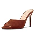 TNYNFBEB Women Stiletto High Heel Peep Open Toe Sandals Slingback Slip-on Wedding Office Cute Basic Classic 3.9 Inches Heels