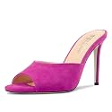 TNYNFBEB Women Stiletto High Heel Peep Open Toe Sandals Slingback Slip-on Wedding Office Cute Basic Classic 3.9 Inches Heels