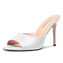 TNYNFBEB Women Stiletto High Heel Peep Open Toe Sandals Slingback Slip-on Wedding Office Cute Basic Classic 3.9 Inches Heels
