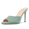 TNYNFBEB Women Stiletto High Heel Peep Open Toe Sandals Slingback Slip-on Wedding Office Cute Basic Classic 3.9 Inches Heels