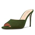 TNYNFBEB Women Stiletto High Heel Peep Open Toe Sandals Slingback Slip-on Wedding Office Cute Basic Classic 3.9 Inches Heels