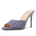 TNYNFBEB Women Stiletto High Heel Peep Open Toe Sandals Slingback Slip-on Wedding Office Cute Basic Classic 3.9 Inches Heels