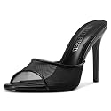 TNYNFBEB Women Stiletto High Heel Peep Open Toe Sandals Slingback Slip-on Wedding Office Cute Basic Classic 3.9 Inches Heels