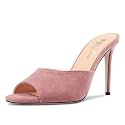 TNYNFBEB Women Stiletto High Heel Peep Open Toe Sandals Slingback Slip-on Wedding Office Cute Basic Classic 3.9 Inches Heels