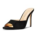 TNYNFBEB Women Stiletto High Heel Peep Open Toe Sandals Slingback Slip-on Wedding Office Cute Basic Classic 3.9 Inches Heels