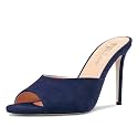TNYNFBEB Women Stiletto High Heel Peep Open Toe Sandals Slingback Slip-on Wedding Office Cute Basic Classic 3.9 Inches Heels