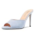 TNYNFBEB Women Stiletto High Heel Peep Open Toe Sandals Slingback Slip-on Wedding Office Cute Basic Classic 3.9 Inches Heels