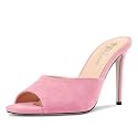 TNYNFBEB Women Stiletto High Heel Peep Open Toe Sandals Slingback Slip-on Wedding Office Cute Basic Classic 3.9 Inches Heels
