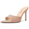 TNYNFBEB Womens Stiletto High Heel Pointed Open Toe Sandals Mules Shoes Slingback Slip-on Prom Party Dress Summer 3.9 Inches Heels