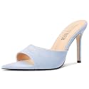 TNYNFBEB Womens Stiletto High Heel Pointed Open Toe Sandals Mules Shoes Slingback Slip-on Prom Party Dress Summer 3.9 Inches Heels