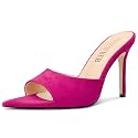 TNYNFBEB Womens Stiletto High Heel Pointed Open Toe Sandals Mules Shoes Slingback Slip-on Prom Party Dress Summer 3.9 Inches Heels