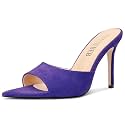 TNYNFBEB Womens Stiletto High Heel Pointed Open Toe Sandals Mules Shoes Slingback Slip-on Prom Party Dress Summer 3.9 Inches Heels