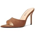 TNYNFBEB Womens Stiletto High Heel Pointed Open Toe Sandals Mules Shoes Slingback Slip-on Prom Party Dress Summer 3.9 Inches Heels