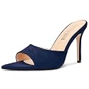 TNYNFBEB Womens Stiletto High Heel Pointed Open Toe Sandals Mules Shoes Slingback Slip-on Prom Party Dress Summer 3.9 Inches Heels