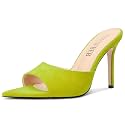 TNYNFBEB Womens Stiletto High Heel Pointed Open Toe Sandals Mules Shoes Slingback Slip-on Prom Party Dress Summer 3.9 Inches Heels