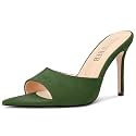 TNYNFBEB Womens Stiletto High Heel Pointed Open Toe Sandals Mules Shoes Slingback Slip-on Prom Party Dress Summer 3.9 Inches Heels