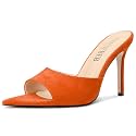 TNYNFBEB Womens Stiletto High Heel Pointed Open Toe Sandals Mules Shoes Slingback Slip-on Prom Party Dress Summer 3.9 Inches Heels