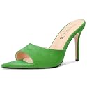 TNYNFBEB Womens Stiletto High Heel Pointed Open Toe Sandals Mules Shoes Slingback Slip-on Prom Party Dress Summer 3.9 Inches Heels
